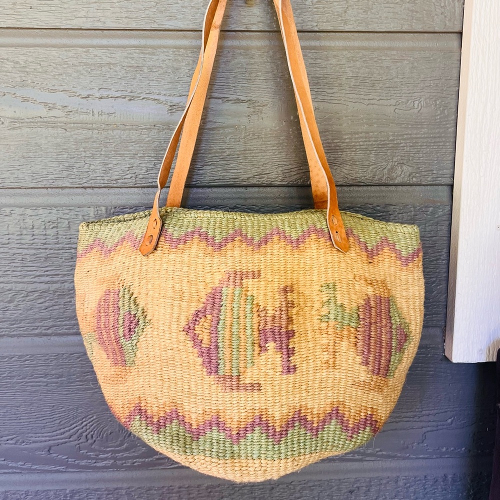 Vintage Magid Novelty Fish Straw Tote Bag